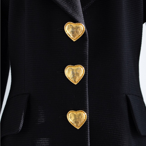 Yves Saint Laurent Variation Vintage S/S 1995 Black Gold Heart Jacket Skirt Suit - Picture 8 of 14